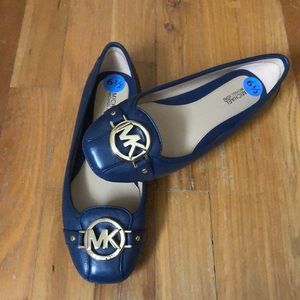 Navy leather Michael Kors Fulton Moc Flat